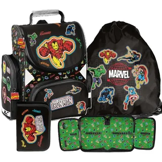 AVENGERS Schulranzen Ergonomisch 3-teilig schulrazen set ranzen rucksack schulrucksack schulranzen IRON MAN MARVEL fur Jungen
