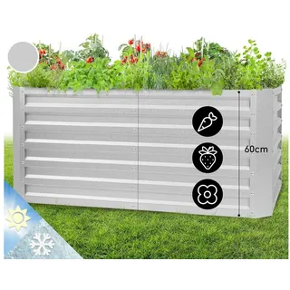 blumfeldt Hochbeet High Grow Straight, Hochbeet Metall Balkon Pflanzkasten Pflanzkübel Blumenkasten silberfarben