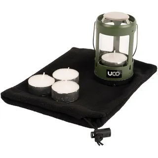 UCO Mini Laterne Kerzenhalter Kit 2.0 mit Teelichtern und Tragetasche, pulverbeschichtet grün