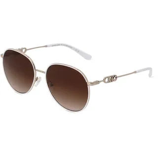 Michael Kors MK1128J Damen-Sonnenbrille Vollrand Rund Metall-Gestell, weiß