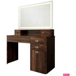 Vicco Schminktisch, Neria, Eiche rustikal, 120 cm mit LED-Spiegel (120 x 50 x 93.50 cm)