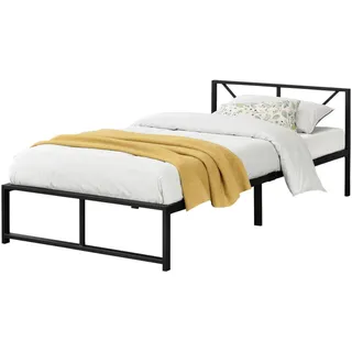 [en.casa] Metallbett, Schwarz, Metall, 90x200 cm, Schlafzimmer, Betten, Metallbetten