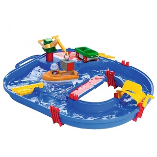 Aquaplay Wasserspieltisch Start Set, Wasserbahn mit Kran, Boot und Spielfigur blau