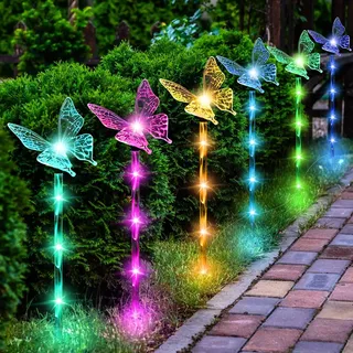 ACAREY Solar Lichterkette Aussen, Solarlampen Für Außen 6er-Pack Solar Schmetterling Lichter Gartendeko für Draußen Draußen Solarleuchten für Garten, Terrasse, Weihnachten, Hochzeiten (2 Pack)