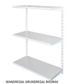 Wandregal - Grundregal 50 x 60 x 100 cm, Farbe weiss - 3 Fachboden grau