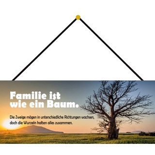 Schatzmix Familie Baum Wurzeln Metallschild 27x10 cm Deko tin Sign mit Kordel Blechschild, Blech, Mehrfarbig