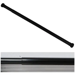 Ekershop Duschvorhangstange Alu Schwarz Duschstange 140 - 250 cm Teleskopstange Klemmstange, Ø 28 mm, ausziehbar, kürzbar, Aluminium, für Duschvorhang ohne Duschvorhangringe, Antirutsch Pet, ohne Bohren schwarz
