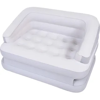 AVENLI Luftsofa aufblasbar 198x138x62cm, 2-in-1 Sofa und Doppel-Luftbett für 2 Personen, Coil-Beam, beflockt, bis 200 kg, weiß-grau, Gästebett Camping Garten