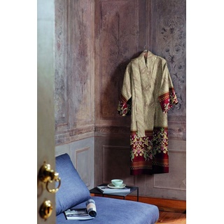 Bassetti Kimono TUSCANIA, wadenlang, Baumwolle, Gürtel, mit einem Muster aus ornamentalen Goldelementen rot S-M