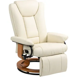 Homcom Relaxsessel Kunstleder 88 x 103 x 78 cm Cremeweiß mit Liegefunktion