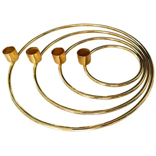 Online-Fuchs Kerzenhalter Kerzenständer, moderner Adventskranz für 4 Stabkerzen in Gold (25 cm Durchmesser, aus Metall gefertigt), einzeln kombinierbar - Nicht nur für Weihnachten goldfarben