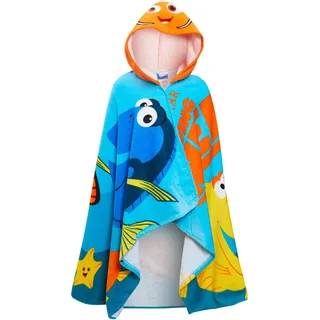 Disney Findet Nemo Kapuzenhandtuch, 100 % Baumwolle, für Kinder, Poncho, Strand, Badetuch, Schwimmwickel