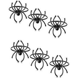 Jooehyer Halloween Serviettenring-Set Spinne Halloween- Schwarz Terror Metalllegierung Serviettenverschluss Schwarze Spinne
