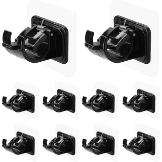 Wrtysully 10 StüCke Selbstklebende Vorhang Stangen Halter Ohne Bohrung Vorhang Stangen Halter Ohne Bohrung Nagelfreie Verstellbare Haken -1