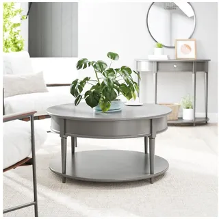 loft24 Wohnzimmertisch Aurora - Couchtisch Sofatisch Ablagetisch Beistelltisch, Couchtisch rund aus MDF, Landhaus Stil, Breite 90 cm grau