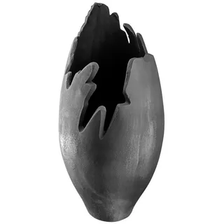 GILDE Dekovase VULKANO FLAME Vase - anthrazit - Aluminium - H. 33cm - Deko (1 Stück), Elegante Blumenvase - Perfekte Tischdeko - Vasen für jede Deko grau