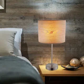 Tischlampe Tischleuchte Nachttischlampe Holz Optik Wohnzimmerlampe braun H 50 cm