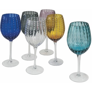 Weinglas VILLA D'ESTE "Shiraz" Trinkgefäße Gr. Ø 7 cm x 23 cm, 300 ml, 6 tlg., bunt (blau, gelb, transparent) Weißweinglas Weingläser und Dekanter Gläser-Set, 6-teilig, Inhalt 300 ml