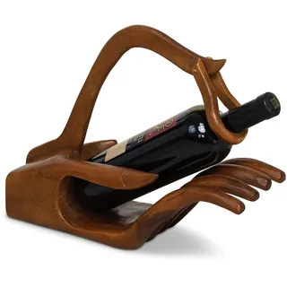 livasia Weinflaschenhalter aus Holz, Weinflaschenständer in Handarbeit aus Massivholz, Weinständer/Weinhalter in Form Einer Hand, Flaschenhalter exotisch