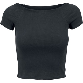 Urban Classics T-Shirt - Ladies Off Shoulder Rib Tee - XS bis XL - für Damen - Größe XS - schwarz - XS