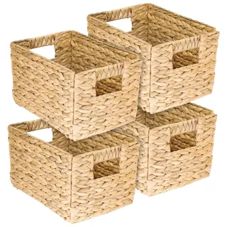HMF Aufbewahrungskorb faltbarer Korb geflochten aus Wasserhyazinthe Seegras 32 x 23 x 20 cm beige