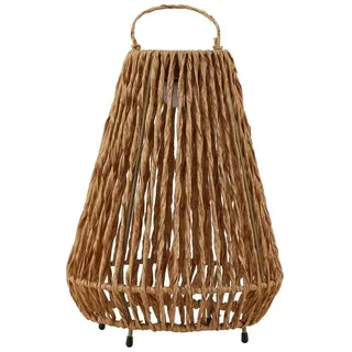 Lindby LED-Solarleuchte Amaria, Rattan, hell, Ø 27 cm - Hellbraun