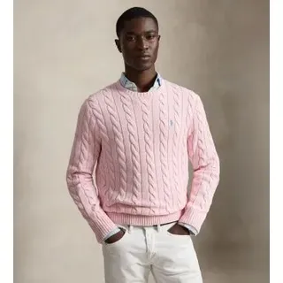 Polo Ralph Lauren für Herren. 710775885543 Pullover aus Baumwolle mit rosa Zopfmuster (S), Lässig, Langarm