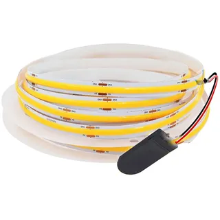 Cleiscry batterie betrieben 5V DC LED Streifen Licht knopf COB 320led/m flexible LED SMD Band Lampe Wohnkultur 0.5m 1m 2m (Weiß 6000k, 0.5m)