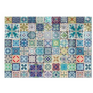 Tulup Glasbodenplatte Rechteck 100 x 70 x 0,4 cm Mosaikmuster Blau
