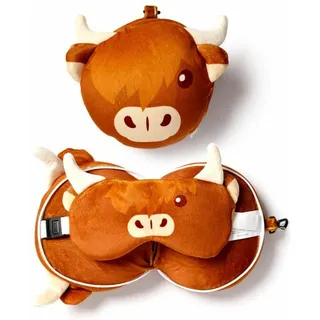 Puckator Relaxeazzz Plüsch Highland Coo Reisekissen 30 x 20 cm Mehrfarbig