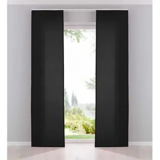 Gardinenbox Schiebegardine (2 St), Paneelwagen, blickdicht, Leinen Optik, Cationic blickdicht Leinen Optik Palermo 204411-2 schwarz