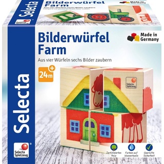 Selecta Puzzle 4 Teile Selecta Kleinkindwelt Holz Kinder Würfel Puzzle Farm 62052, Puzzleteile
