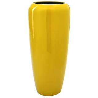 Flingora Bodenvase Cleo, mit Einsatz - Fiberglas - Indoor & Outdoor - Curry - Höhe 75 cm gelb Ø 34 cm x 75 cm