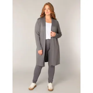 Base Level Curvy Longstrickjacke Große Größen grau 48 EU