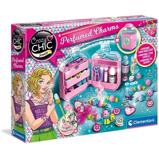 Clementoni 18600 Crazy Chic – Duftender Schmuck, farbenfroher Kinderschmuck zum Selbermachen, Schmuckset für parfümierte Anhänger, Ketten & Armbänder, für Kinder ab 8 Jahren