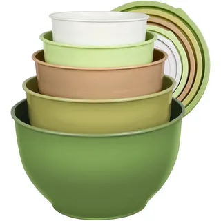 Greentainer Rührschüsseln Set mit Deckel, Salatschüssel aus Kunststoff, Stapelbare Nesting-Schüssel-Set für Küche,Große Schüsselset,Servierschalen ideal zum Mischen und Servieren, BPA-frei