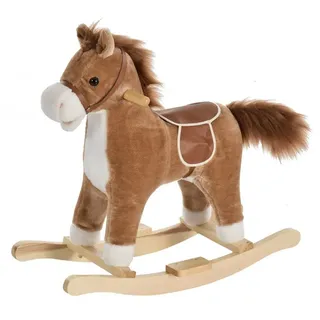 HOMCOM Schaukeltier Baby Pferd mit Tiergeräusche Spielzeug Haltegriffe, (1 tlg), Braun 65 x 32.5 x 61 cm braun