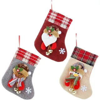 3 Paar Weihnachtsstrümpfe, Personalisierte Weihnachtsstrümpfe, Hängende Weihnachtsstrümpfe, Weihnachtsbaumschmuck, 4 Größen, Glockenstil.