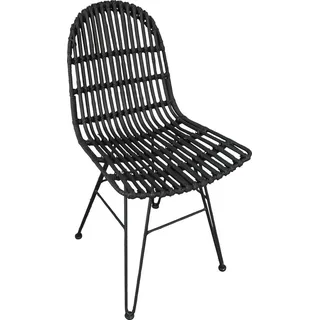 SIT Rattanstuhl Kairo mit handgefertigter Sitzschale & Metallgestell, Handgefertigte Rattan-Sitzschale mit stabilem Metallgestell schwarz