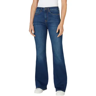 Pepe Jeans 5-Pocket-Jeans "FLARE HW WILLA", Damen, Gr. 29, Länge 32, blau (tiefblau), Denim/Jeans, Obermaterial: 94% Baumwolle, 5% Polyester, 1% Elasthan, casual, ausgestellt, Jeans, im Flared Fit
