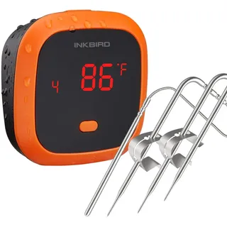 Inkbird IBT-4XC Fleischthermometer kabellos, Grillthermometer Bluetooth 5.1 | IPX5 wasserdicht, mit 3 Temperaturfühlern 1 Ofensonde, Bratenthermometer für Grill BBQ Smoker Rotisserie