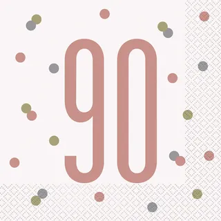 Unique 16 Servietten 90. Geburtstag roségold