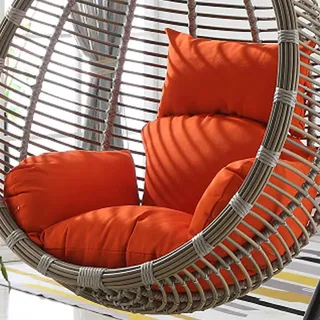 ZWDYY Schaukel Hängekorb Sitzkissen, Verdicken wasserdichte Hängekorb Sitzkissen Mit Kopfkissen Abnehmbarer Abdeckung Für Patio-Garten-Balkon,Orange,120 * 90cm