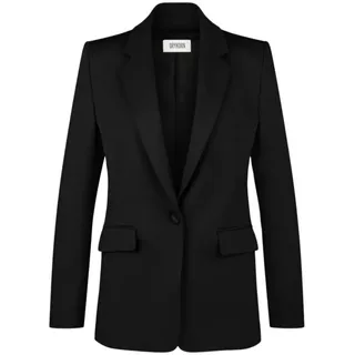 Drykorn Jackenblazer schwarz,Business,Baumwolle,Unifarben,Reverskragen,Lang,Slim Fit schwarz 3