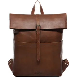 SID & VAIN große Rolltop Rucksack echt Leder - 15.4 Zoll Laptop Lederrucksack Clay XXL - Rucksack zum Rollen Herrentasche mit Laptop-Fach - Lederrucksack Herren braun handgefertigt - XXL