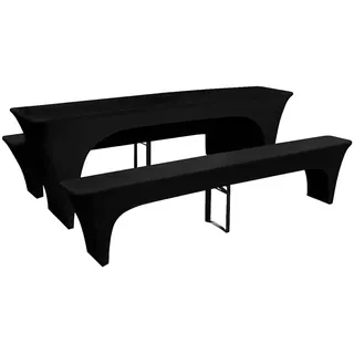 3 Schonbezüge Für Biertisch Und Bänke Stretch Schwarz 220 X 50 X 80 Cm
