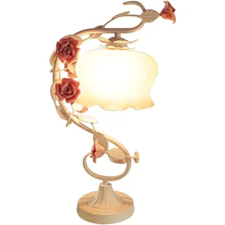 SanBouSi Tischlampe Nachttischlampe Modernes Design schöne Handgemachte Keramik Rose Form Tischleuchte mit LED