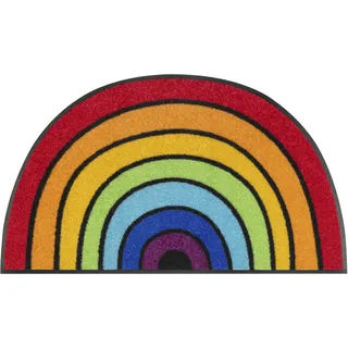 Fußmatte WASH+DRY BY KLEEN-TEX "Round Rainbow" Teppiche Gr. B/L: 50 cm x 85 cm, 7 mm, 1 St., bunt Designer Fußmatten Schmutzfangmatte, Motiv Regenbogen, In- und Outdoor geeignet, waschbar
