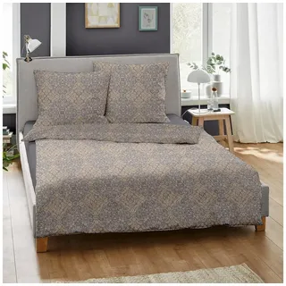 DORMISETTE Mako-Satin Ornamente Braun 155 x 220 cm + 80 x 80 cm