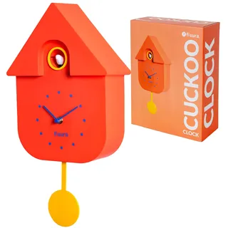 FISURA - Kuckucksuhr. Wanduhr. Original Geschenk Wanduhr. 3 AA-Batterien Nicht enthalten. Maße: 21,5 x 8 x 41,5 cm. ABS-Kunststoff. (Rot)